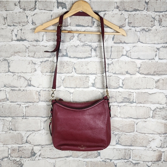 Kate Spade Small Ella Cobble Hill Bag Purse Merlot Red - Picture 8 of 16